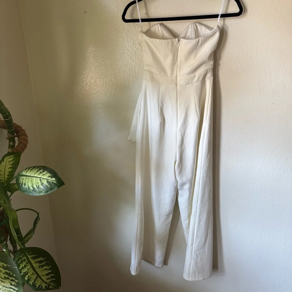 Lulus | Won a Heart White Strapless Wide Leg Jumpsuit - Picture 4 of 7